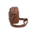 Bolsa de moda de bolsa pequena para mulheres, bolso de ombro de couro falso e feminino, zíper marrom bolsos de telefone Crossbody Messenger