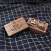 Links personalisierte Herrenhemd -Shirt Manschettenknöpfe Box Anpassung Cufflink Hochzeit Geschenke für Bräutigam Gravur