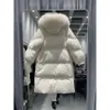 Down Jacket Womens Mid Length Winter New Version Design med en känsla av midja åtdragning och förtjockad knäisolering