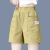 Casual High Taille Straight Shorts Summer Solid Loose Plus Size Pocket Patchwork Wide Leg broek Harajuku Fashion Women Clothing 240418