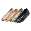 Coupé sandales peep fashion ly toe femme en cuir cale d'été dames slip on creux de sandale mobile chaussures mamans 240412 812