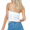 Tanks pour femmes Camis Xingqing Y2K GRUNGE FAIRYCORE COMPORT des années 2000 Femmes Blanc Hollow Off Off Spapless Tanks Bandeau T-shirt Strtwear Y240420