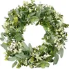 Fleurs décoratives 45 cm Eucalyptus Couronne de couronne de porte d'entrée Greeuds Spring extérieur verdure artificielle suspendue