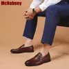 Scarpe eleganti affari casual maschile e marrone in pelle vera pelle vera pelle di punta rotonda forma primaverilo su work