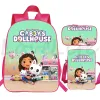 Backpacks Gabby's Dollhouse Backpacks étudiants 3 Pices Set Pink School Sacs Girls Cartoon Bookbag Gabbys Dollhouse House Sac Crayon