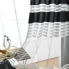 リビングルームのための透明なチュール白い黒いストリップカーテン田舎のスタイル糸バルコニーwzh00335薄いカーテン240416