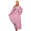 Ethnische Kleidung Frauen lässig Kleid solide muslimische Flare -Ärmel Abaya Elegant arabisch Kaftan Long Hijab Outfit