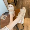 Casual schoenen sandalen voor vrouw met lage hakken schoenen beige dames outdoor zomer 2024 platform diamanten strass rhinestones kant Korea vip f