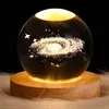 USB LED Nocna światła Galaxy Crystal Ball Lampa 3D Planet Moon Lampa Dekoracja domu 240408