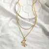 Hanger kettingen Nieuwe eenvoudige schattige kristallen draakketen choker ketting voor vrouwen gouden vlinderbrief Meerlagige ketting set bohemia y240420