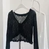 Women's Knits Pure Sexy Sweet Girl Ruffles Ice Silk Knitted Cardigan Summer V-neck Thin Lace-up Shawl Coat Fashion Female Clothes