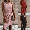 Abiti casual Elegante estate per donne Fashion-lunghezza del ginocchio Sleeveless a una spalla Solido BodyCon Dress Party Streetwear