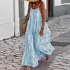 Vestidos casuais Padrão vintage Print Bohe Suspenders Dress Summer Mulheres sem mangas long 2024 Party elegante de-deco