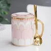 Canecas 350ml Luxury Gold Ceramic Coffee Caneca Nórdica Geometria Copo Breakfast Breakfast Water Casal Casal Presentes Criativos Drinkwares