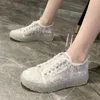 Casual Shoes Lucyever Fashion Lace Floral Sneakers Women Transparent Heels Breathable Mesh Woman Glitter Thick Platform