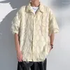 Camisas casuais masculinas Check check tassel para homens roupas 2024 colarinho de lapela de verão cardigã de luxo de luxo de manga curta Tops camiseta
