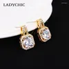 Boucles d'oreilles étalon ladychique simple zircon clair pour les femmes en or couleurs argent strass de cristal bijoux de bijoux brincos le1333