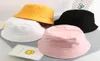 Hat de seau Enfants rose noir blanc jaune casquette d'été chapeau de godet coton enfants massifs plats mascules garçons pêche pêche 8442678