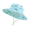 Berets Baby Boys Sun Hat Infant Upf 50 Protective Toddler Dinosaur Bucket Summer Kids Beach Hats Wide Brim Outdoor Play