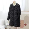 Autumn/winter New Light and Thin Down Coat Womens Mid Length Round Neck Long Edition Collarless Inner Layer