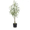 Decorative Flowers 2/3/4/5/6ft Artificial Olive Tree Faux Potted Plants Branch Leaves Fruits Garden Wedding Home Decoration Indoor Outdoor