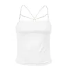 Damestanks Camis Sexy Cross Pearl Chain Schouderband T -shirt Vrouwen Slelless Backless Bottoming Shirt Ladies T -shirt Tops Camisetas Mujer Y240420