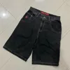 JNCO Y2Kバギージーンズデニムショーツハラジュクヴィンテージパターン男性女性ヒップホップサマーゴシックメンズバスケットボールショーツストリートウェア240416