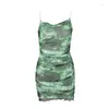 Casual jurken tie-dye print open-back slip jurk open achterkant slinger schede