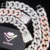 Chaîne de baguettes complètes 21 mm de large chaîne de liaison cubaine hip hop gra Moisanite 925 Colliers de bijoux en or argenté Bracelets