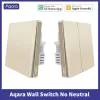 Управление AQARA GOLD WALL SWEAL Нет Нейтральной линии выключатель света Smart Home Беспроводной стены