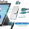 Hubs Tebe 7 dans 1 Station d'accueil USBC pour Surface Pro 8/9 / X Dual Typec to 4K HDMIADAPTER GIGABIT RJ45 SD / TF Card Reader Hub