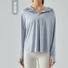 Desginer Aloe Yoga Jacket Top Shirt Clothe Short Woman Hoodie Summer New Outdoor Sports Sunscreen 코트 여성 느슨한 통기성 지퍼 까마귀 달리기 피트니스 슈트