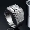 Luster High-end Customization Big Size Stylish Wedding Band S925 Silver Moissanite Ring for Men 3ct