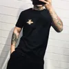 Sommer Herren T-Shirts kurzärmelig für männliche kleine Stickereien Männer Luxus-Rundkurs-Hemdtops Biene Strasssteine T-Shirts 240420