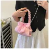 Shell 2022 New key mobile phone bag fashion messenger bag chain portable cloud bag Rhinestone bow lipstick bag 55 color banquet bag