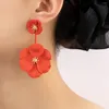 dangle earrings long dropメタルフラワーポスト