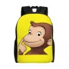 Tassen Curious George is allemaal hart -rugzakken voor vrouwen Men School College Studenten Bookbag Past 16 -inch laptop Monkey TV -series Zakken