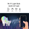 Contrôle Tuya RGB Smart Light Bulbe Dimmable GU10 C37 A60 T37 E14 E27 B22 WiFi LED Magic Lamp AC 110V 85V265V Work avec Alexa Google Home