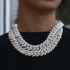 Luxury Fashion Diamond Moissanite Iced Out Cuban Link Chain White Gold Plated Sterling Silver Miami Cuban Link Halsband för män