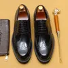 Kleiderschuhe Britische Retro -Business -Casual Leder für Männer für Männer echtes dickes Solent -Patent Brogue