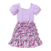 Kledingsets Summer Fashion Girl Deset Girls Suits Tiener T -shirt en rok bloemen Kinderkinderen Outfit plus tieners