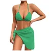 Women's Swimwear Personality Fashion Comfortable Solid Color Three Piece Swimsuit Woman 2024 Women