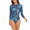 Nouveau maillot de bain monobloc, costume de surf, maillot de bain imprimé à manches longues, maillot de bain pour femmes