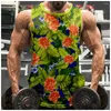 Herrtankstoppar 2024 Hawaiian Style 3D Tryckt blommönster ärmlös topp för avslappnade par fitness västar gymkläder