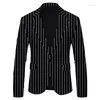Costumes pour hommes Stripe Impring Fashion Trend Suit Top Coat Blazers Blazers Automne Spring Slim Veste Veste Tops Homme