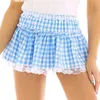 Skirts Xingqing Plaid Skirt y2k Clothes Women Lace Trim High Waist Short Mini Skirt with Ruffle Decor 2000s Pleated Skirt Strtwear Y240420
