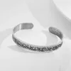 Chain Stainless Steel Engraved Islamic Ayatul Kursi Bangle Muslim Allah Shahada Cuff Bracelet Y240420