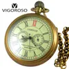 vigoroso collectible Antique Old Copper Mechanical Scakewatch FOBチェーンハンド巻きローマ数字12/24時間ヴィンテージクロック240416