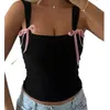 دبابات المرأة Camis Xingqing Fairycore Grunge Crop Top Summer Women Off Counter Britless Slveless مع Bow Y2K 2000s strtwear y240420