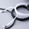 Ketting 2 pc's ik hou van je vinger hart roestvrij staal paar armband zwart witte geweven armbanden voor liefhebbers valentijngeschenken y240420